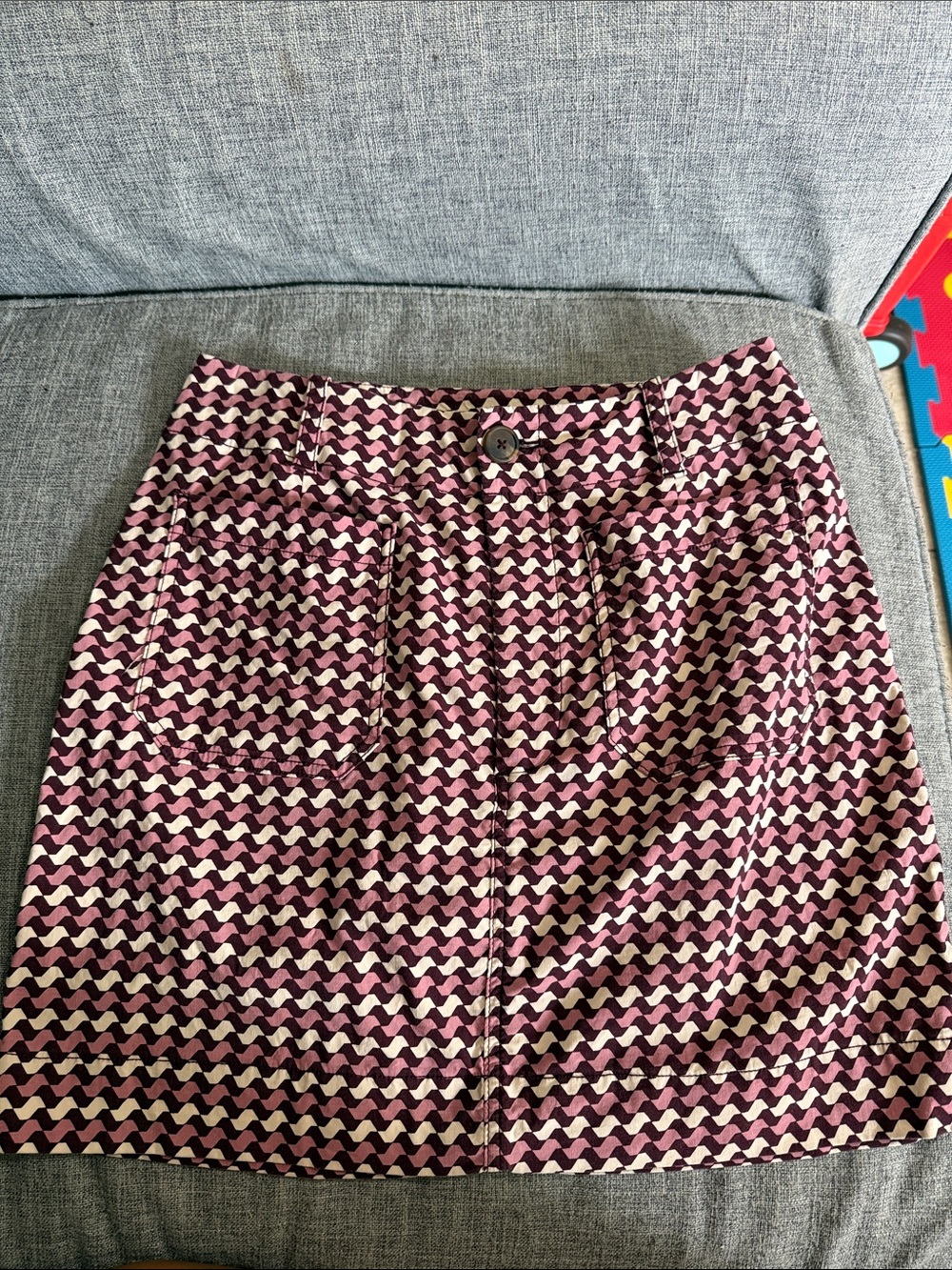 Maeve Pink and Cream Geometric Mini Skirt